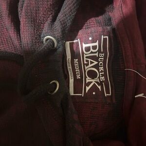 Buckle Black Hoodie - Dark Red